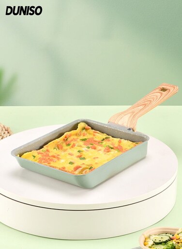 Multifunctional Non Stick Grill Pan,Frying Pan suitable for Gas Stove and Induction Cooker,Pan With Wooden Handle for Frying Eggs, Steak and Vegetables