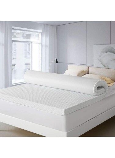 Galaxy Design Cool Tech Memory Foam (Visco) Mattress Topper Height Of 5 Cm With Removable Knitted Fabric Cover (Queen - 160 X 200cm)