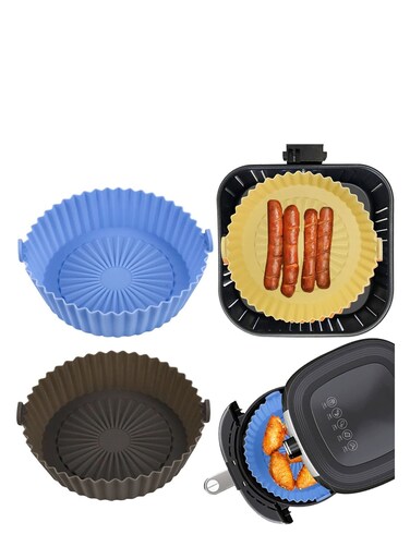 Non-Stick Silicone Air Fryer Pot Set - 3 Pcs Parchment Paper Liners for Baking, Roasting, and Microwave Use - Perfect for Air Fryers and Ovens