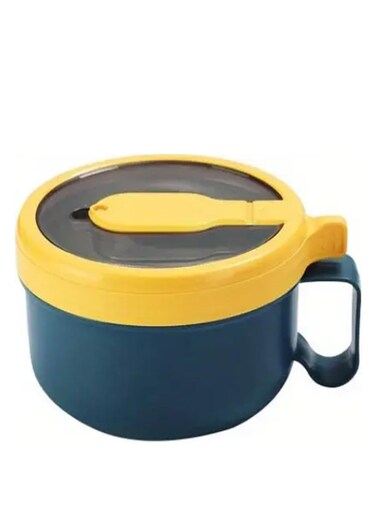 BrainGiggles Portable Ramen Soup Bowl 850ml with Lid and Handles for Kids and Adults Food Container - Yellow