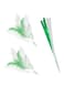 Cat Toy Accessories-1Ribbon 2 Feathers (Replacement-white+green)