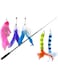 Blinggo Cat Toys Wand Retractable 1.75 m Super Long Interactive Feather Teaser Cat Toy with Bell, 5pcs Refills (4 section)