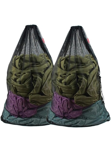 2 Pack Mesh Laundry Bag Heavy Duty Drawstring Bag, Travel Laundry Bag for Dirty Clothes, Drawstring Laundry Hamper Bag for Dorm, Travel, Family and Apartment Dwellers, Camp, 24 x 36 Inches, Black
