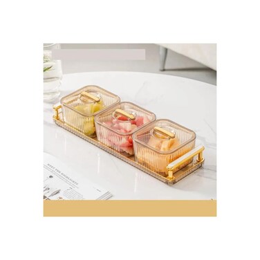 Snack Serving Tray with Lid, Divided Serving Dishes Clear Candy Nut Serving Container Set with Tray.