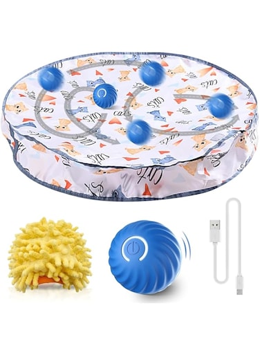 URbazaar Interactive Cat Toys,Fast Rolling Ball in Play Mat,Automatic Motion Activated Moving Ball,Hide and Seek Game for Indoor Exercise Kicker, 29 Inch Play Mat,2.2Inch Cat Ball Toy