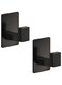 Square Self Adhesive Towel Hooks - Matte Black Bathroom Hooks for Hanging Towel, Coats, Modern and Stylish Hooks for Bathrooms and Kitchen, 2 Pack
