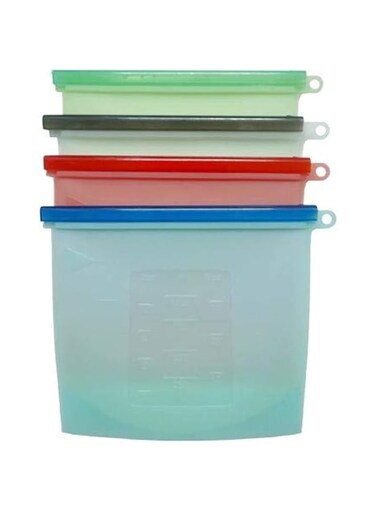 Silicone Food Storage Bags Hot/Cold Food Leakproof microwavable - Set of 4