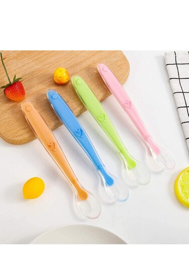 Baby Spoons Silicone Infant Safety Feeding Weaning Soft BPA Free for Kids 8 Pack