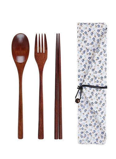 Fork Spoon Chopsticks Three-piece Suit Travel Portable Tableware Nice Dinnerware