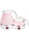 Portable Folding Electric Kettle Fast Boiling Foldable Electric Kettle for Travel Food Grade Silicone Boil Dry Protection Electric Kettle with Separable Power Cord for Hiking Camping and Indoor (Pink)