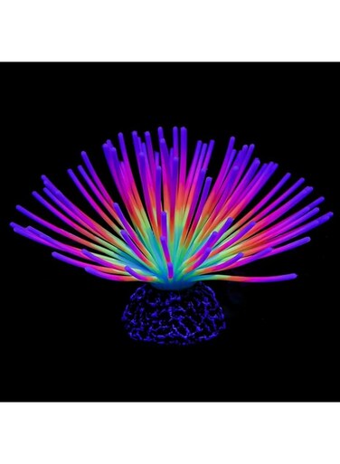 Excefore Artificial Coral Ornament Aquarium Imitative Rainbow Sea Urchin Ball Glowing Effect Resin Aquarium Plants Coral for Fish Tank Decorations