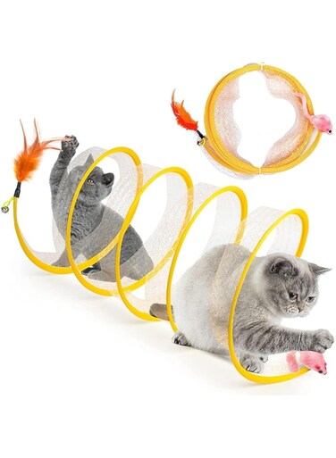 Folded Cat Tube Tunnel,Cat Toys for Indoor Cats Large,Cat Tunnel Bed for Kittens,Cat Donut Tunnels,Whisker Twister for Cats,Cat Toy for Indoor Cats,Decompression Interactive Cat Springs Toys