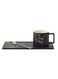 Tea Cafe Rectangular Marble Ceramic Cake Dessert Plate With Cup Holder