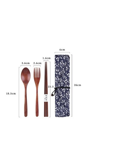 Fork Wooden Spoon Wooden Chopsticks Three-piece Suit Travel Portable Tableware Nice Dinnerware