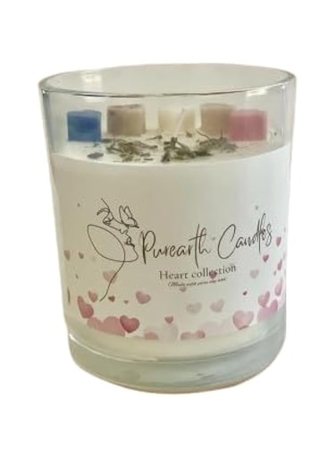 Purearth Candles Heart Collection with Small Wax Hearts -Soy Wax Candle   Stylish Storage Containers for Home Organization &amp; D&eacute;cor,Eco Friendly, Aromatherapy, Home Decor, Luxury Candles, Gifts,White