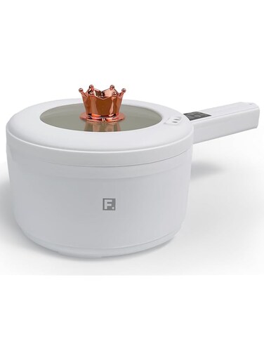 2L Hot Pot Electric Cooker Multi Cooker, Rice Cooker Small, Steamer Cooker, Electric Skillet, Electric Frying Pan Electric Hot Pot, Portable Nonstick Pan (White)