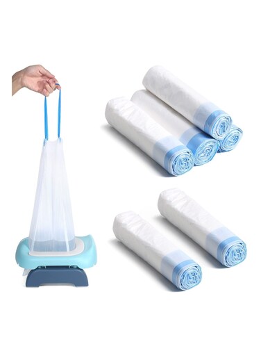 50 Pcs Potty Bags for Portable Toilet Universal Potty Chair Liners with Drawstring 17"x19" Potty Liners Disposable Training Toilet Seat Cleaning Bags for Kids Toddlers Adults Pets Outdoors