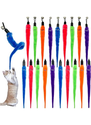 CATENESS Cat Worm Toy Cat Wand Refills, 20 PCS Worm Cat Toy Refill, Cat Wand Attachments Worms for Cat Toys