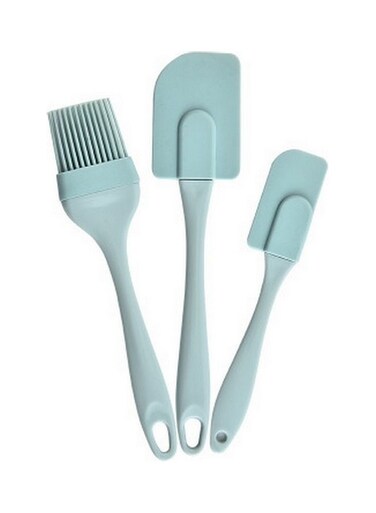 3-Piece Silicone Baking Spatula Set Blue