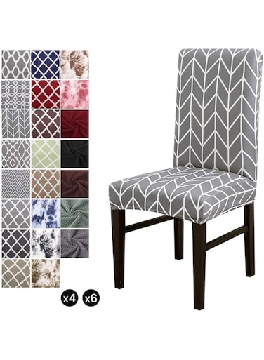 LINGKY Stretch Dining Chair Polyester Spandex Fabric Slipcovers Washable Removable Chair Slipcover Dining Chair Protector Cover, for Kitchen, Dining Room (Pattern 3,Pack of 4)