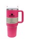 Stainless Steel Travel Tumbler With Handle &acirc;&euro;&ldquo; Vacuum Insulated Hot &amp; Cold Mug &acirc;&euro;&ldquo; Pink &acirc;&euro;&ldquo; 40oz / 1.18L