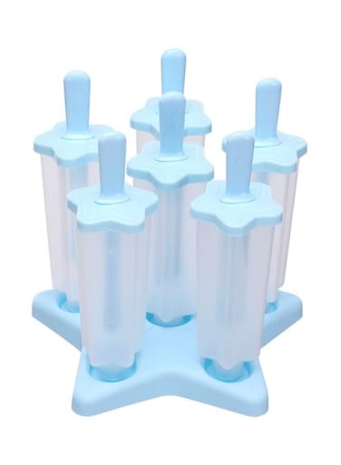 Star Shape Ice Cream Popsicle Molds Set Blue/Clear 16x16x16cm