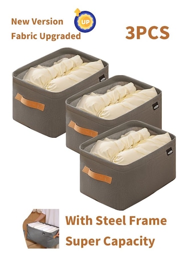 3 PCS Organizer Storage for Clothes, Storage Organizer, Closet Organizer, Stackable Drawer Closet Organizer with Handles for Clothes, Storage Box Storage Bags Wardrobe Folded Canvas Storage Box
