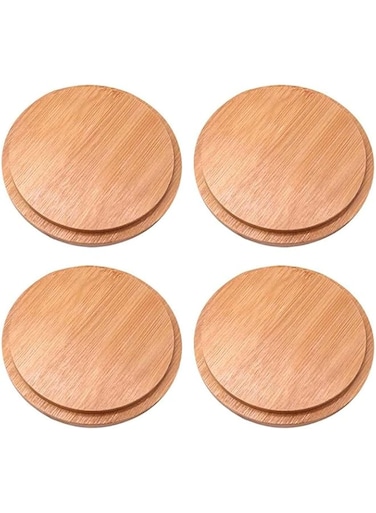 Khazna Bamboo Cup Cover, Wooden Cup Lid Wooden Tea Glass Cup Cover Coffee Mug Cup Lid Drink Cup Cover Set for Home Office Store(4 Pcs)