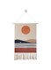 Macrame Woven Wall Tapestry Hanging Art, 20x34 Extra Large Boho Chic Bohemian Red Sun Landscape Geometric Printed Tapestries Decor for Apartment Dorm Kids Livingroom Bedroom Door Entrance (Round Sun)