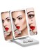 Rechargeable Trifold Travel Makeup Mirror, With 76 LED Light - 2 in 1 Vanity Mirror with Foldable, 3 Way Mirror with Magnification, Adjustable Brightness, 3 Colors Modes and Eyeglass (White)