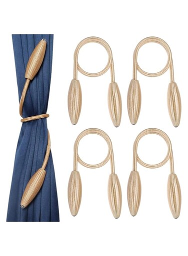 Curtain Tiebacks, 4 Pack Twist Holdbacks Holder,European Style Custom Made Curtain Holders Decorative Draperies Holdbacks (Champagne)