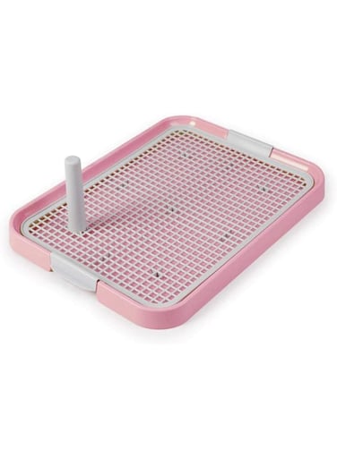 Volwco Dog Toilet Tray Volwco 49x37x3.5cm Odourless Puppy Pet Mesh Training Pad Holder Dog Training Floor Protection Trays With Pee Post For Small Dogs Potty Trainer