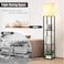 Floor Lamp with Shelves, 3-Tier Modern Square Floor Standing Lamp with 3 Color Temperature Bulb, Corner Display Bookshelf Lamp for Living Room, Bedroom, Office