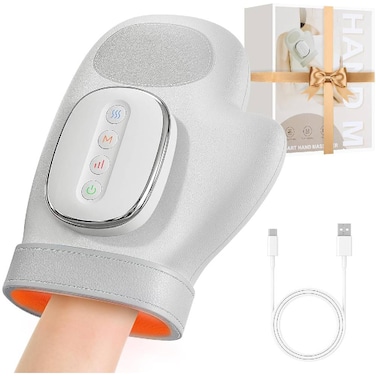 Hand Massager with Heat and Compression, For Arthritis and Carpal Tunnel Wrist Warmer Finger Massagers, Kneading Rollers Electric Cordless Portable Vibrating Gloves, Unique Gift Ideas for Women, Men