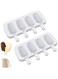 Ouddy Life Popsicle Molds Set of 2, Ice Pop Molds Silicone 4 Cavities Ice Cream Mold Oval Cake Pop Mold with 50 Wooden Sticks for DIY Popsicle, Clear