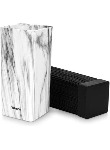 Fissman Knife Block with Removable Bristles 22cm, Kitchen Knife Organizer Stand, Organizer and Holder Marble Design