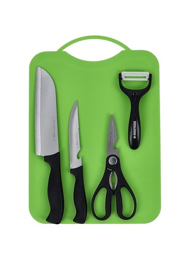 RoyalFord 5 Pcs Kitchen Gadget Set, Stainless Steel &amp; Pp, RF10677 Includes 2 Knife Set, A Peeler, A Scissor And Cutting All In 1 Kitchen Set, Multicolor
