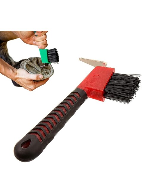 THE WHITE SHOP Horseshoe Brush with Soft Touch Rubber Handle, Horse Brushes, Horseshoe Brushes, Tack Stable Cleaning Products