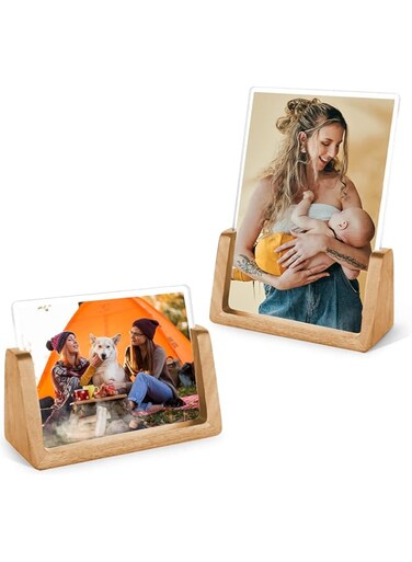 XBLDS Photo Frame 2 Packs, High Definition Glass Wooden Picture Frame, Tabletop Photo Display, Portrait and Landscape View