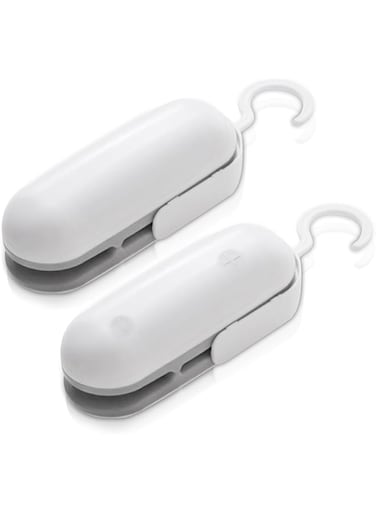 SHOPPING VIBES Your One Stop Shop Mini Vacuum Sealer Machine &ndash; Say Goodbye to Stale Snacks! Portable Plastic Bags Sealer &amp; Heat Press Machine &ndash; Lock in Freshness &amp; Keep Food Crunchy! (White/Grey)