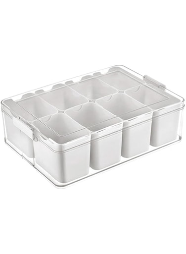 NALACAL Refrigerator Organizing,Fridge Organizer,Fridge Organizers and Storage,Food Storage Containers with Lids Airtight,4/8 Grid Food Vegetable Fruit Storage Box,for Snack,Fruit,Condiments
