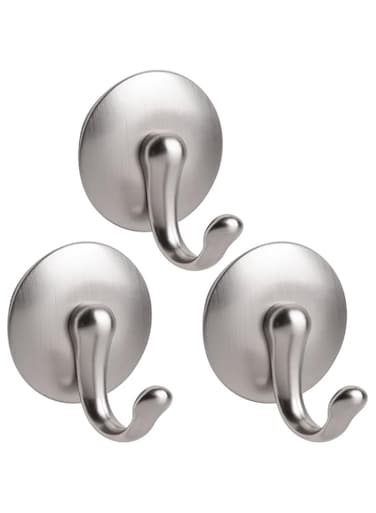 INTERDESIGN IDesign Affixx York Small Hook 3-Pieces Set, 1 x 3.5 x 5.5-Inch size, Brushed