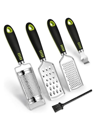 SUTINE Cheese Grater Lemon Zester Set, Stainless Steel Kitchen Grater for Parmesan Cheese, Ginger, Garlic, Nutmeg, Fruits, Vegetables, Dishwasher Safe, Set of 5