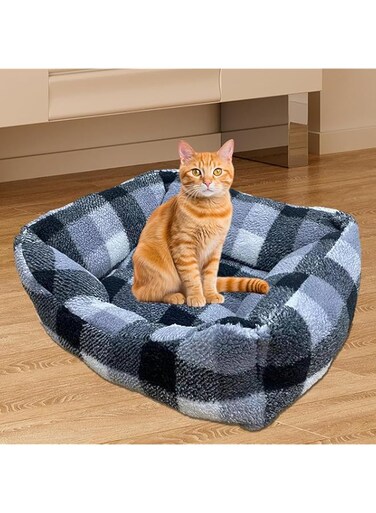 Luxury Eco-Friendly Dog,Cat Bed Plush Soft Donut Shape Customizable Large Washable Leather Foam Cats Small Dogs Calming Sofa Pet Bed,Pet Bed for Cats or Small Dogs, Anti-Slip &amp; Water-Resistant