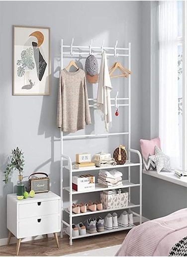 4 Tier Stainless Steel Coat and Shoes Rack
