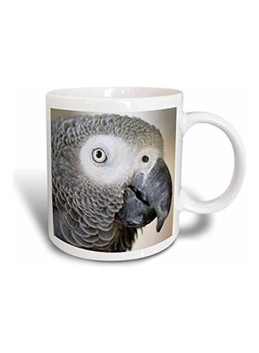 3D African Parrot Tropical Bird Mug Grey 600ml