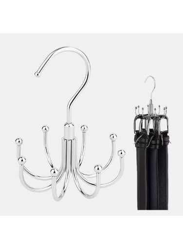 Space-Saving Rotating Organizer &acirc;&euro;&ldquo; 8-Hook Wall &amp; Closet Belt Hanger, Heavy-Duty Stainless Steel &acirc;&euro;&ldquo; For Belts, Ties, Scarves, Bags &acirc;&euro;&ldquo; Multi-Use Wardrobe Storage Rack
