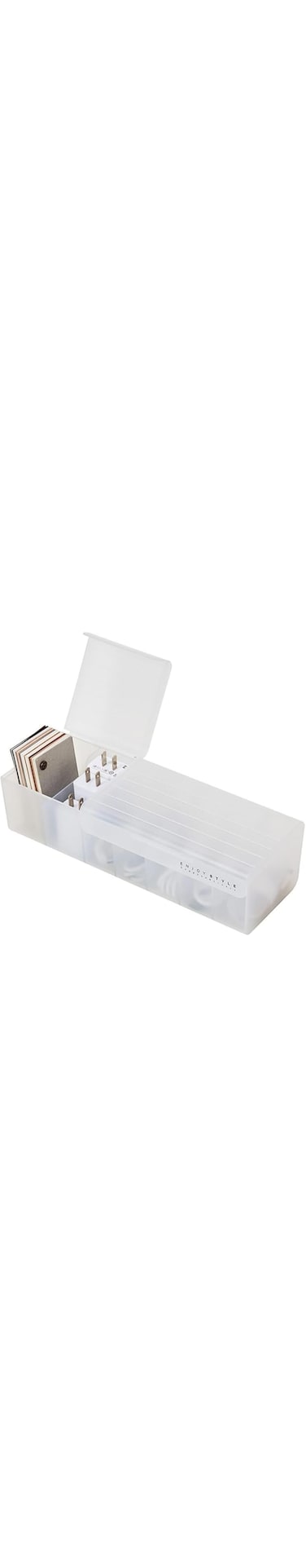 ECVV Acrylic Cable Storage Box Data Line Storage Container Desk Stationery Makeup Organizer Key Jewelry Box Office (White)