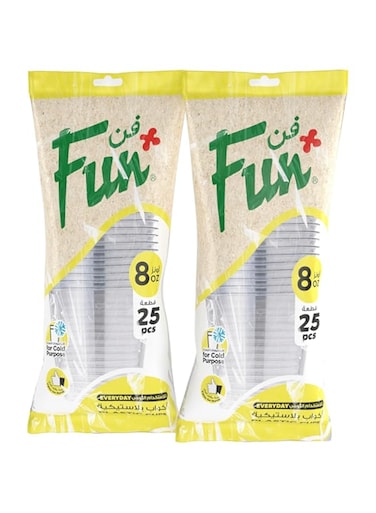 Fun Promopack Disposable clear plastic cup 8Oz, Pack Of 50 - Ideal for iced coffee, smoothies, Bubble tea, milkshakes, frozen cocktails, water, sodas, juices, snacks, dessert and more.