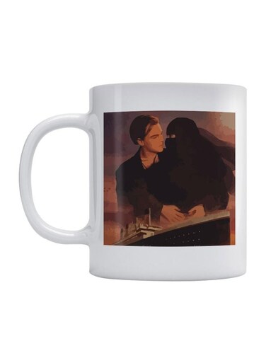 Arabic Titanic Printed Ceramic Coffee Mug White/Black/Beige